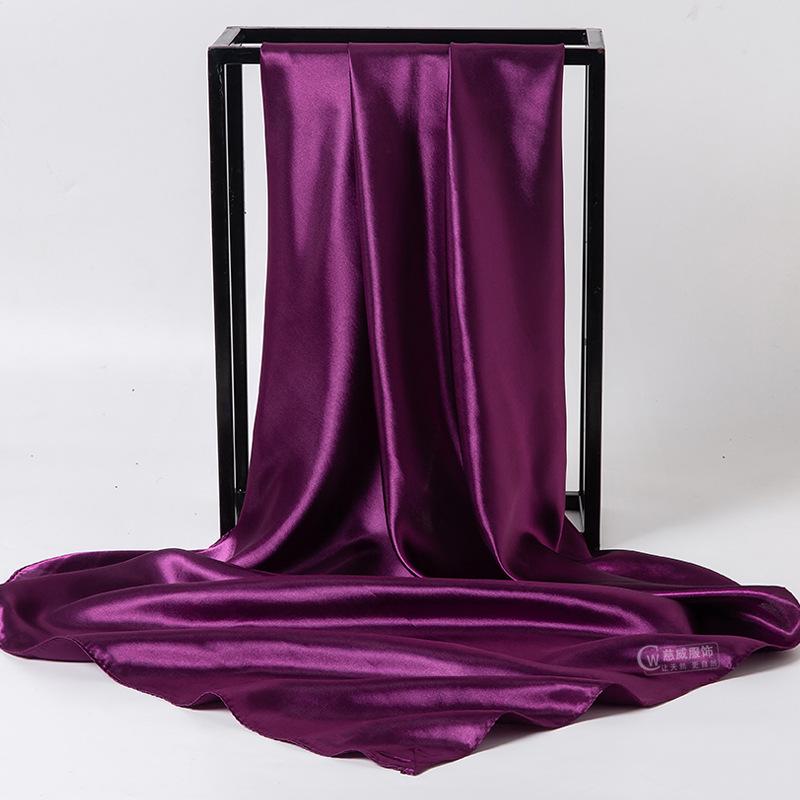 Элегантный квадратный шарф из атласного шелка для женщин - 90x90 см Монохромный аксессуар для весны и осени