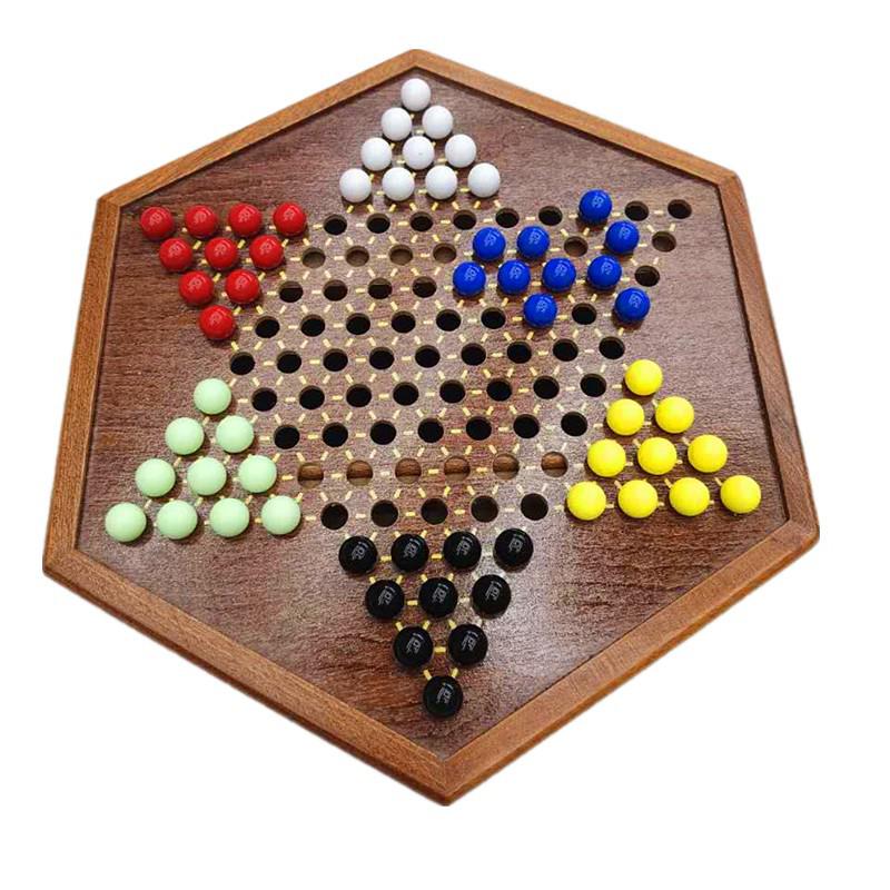 Checker Glass Marbles Wooden Tabletop Game, Chess, Card Game, Competitive Puzzle Toy with Drawer-style Storage.