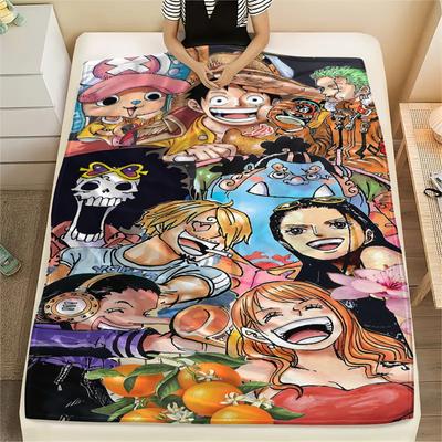 Фланелевое одеяло с принтом персонажей One Piece, Высококачественное, Удобное для всех сезонов, Декор для дома, Тепло и уют, Идеально для рождественских подарков