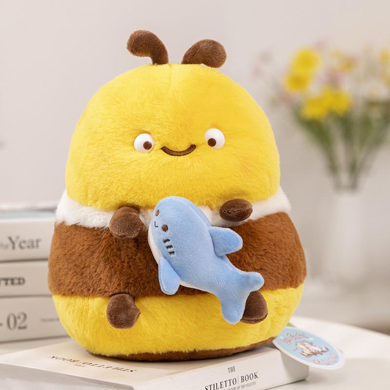 Charming Fluffy Plush Bee Doll Colorful Stuffed Animal Toy With Pp Cotton Filling