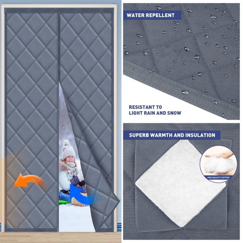 Door Thermal Curtain Magnetic Insulated Energysaving Privacyprotecting Windproof Waterproof Cotton Curtain For Heater Room