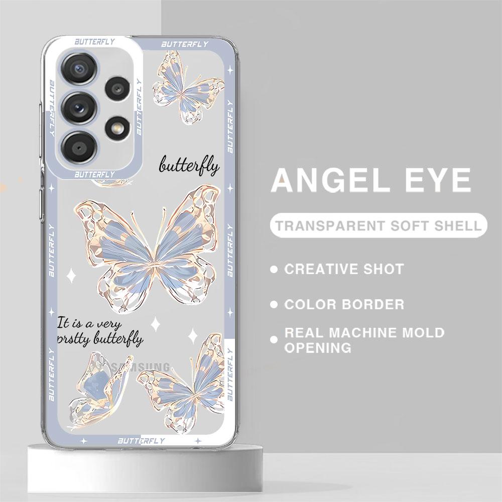 Capa Retro Butterfly Pattern Phone Case for Samsung Galaxy A23 A33 A24 A34 A13 A73 5G A14 4G A25 A54 A15 Cover Clear Silicone