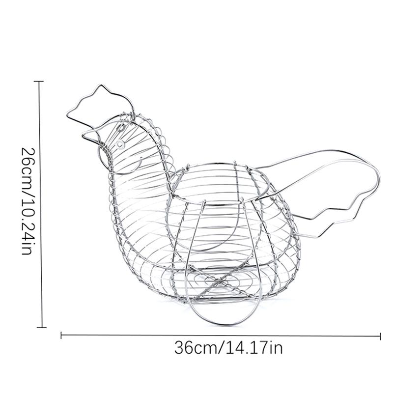 Форма курицы цыпленка хранения корзин для яиц металла провода винтажная деревенская с ручкой
