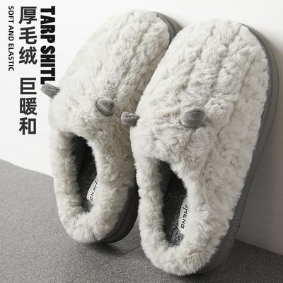 Домашние хлопковые тапочки женские сезонные парные мультяшные милые ушки плюшевые теплые домашние пушистые тапочки мужские