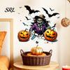 Removable Festive Wall Decorations Halloween Zombie Pumpkin Bat Stickers, Waterproof PVC 3D Cracked Decals, Peel Indoor Outdoor And Stick Art Decors,