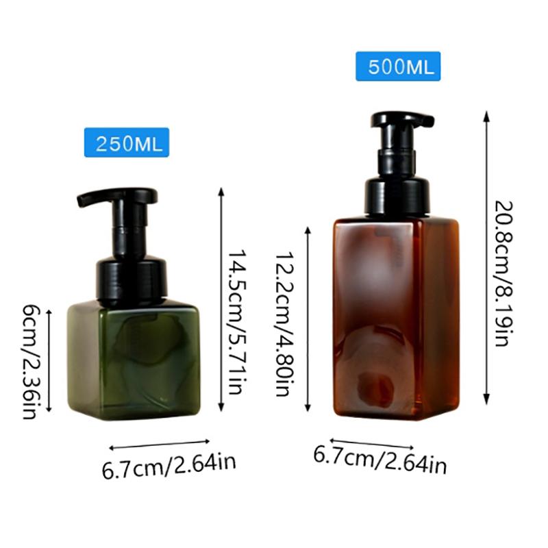 Refillable Square Mousse Foam Bottle 250/500ml Pump Liquid Soap Dispenser Hand Sanitizer Cosmetic Container for Kitchen
