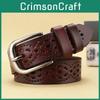 Fashionable Handcrafted Leather Belt For Women With Hollow Pattern And Vintage Look