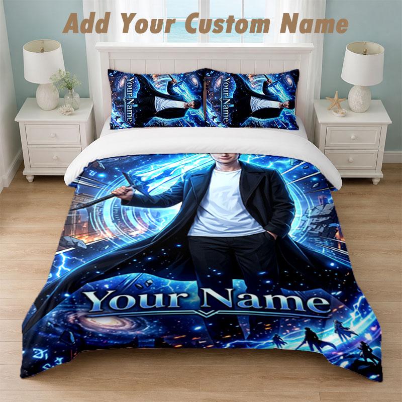 Bedding Set 1 Duvet Cover 2 Pillowcases Solo Leveling Print Soft Bed Linen Bedroom Decor