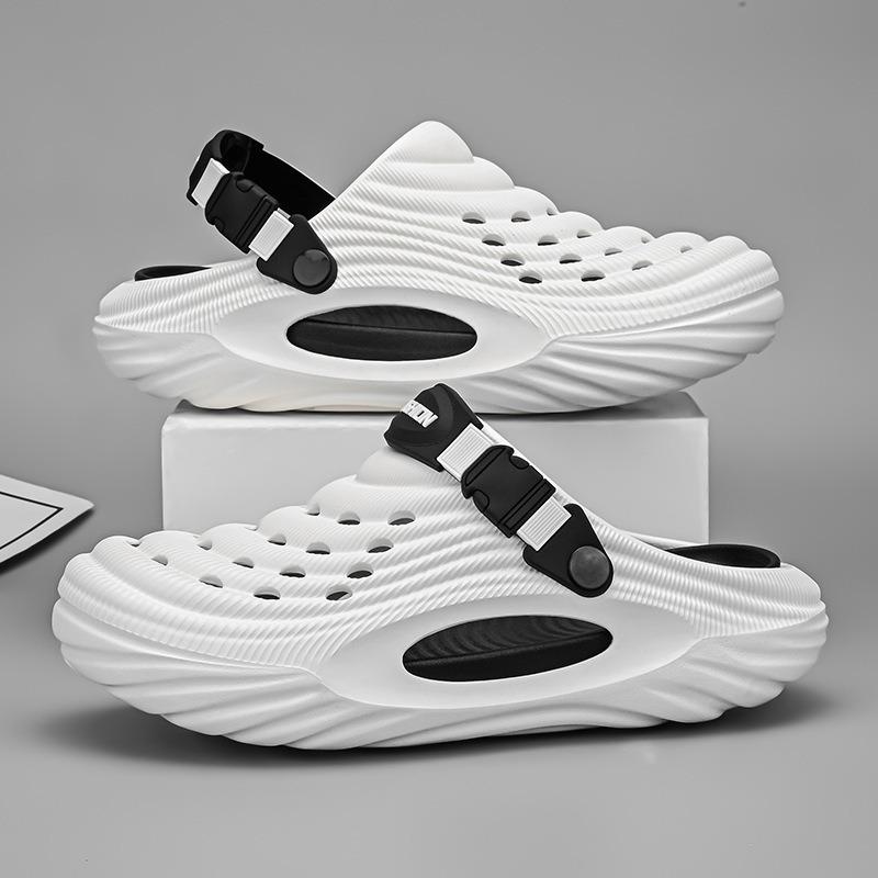 Мужские тапочки Дизайнерские Новые Дышащие Полые Мужские Сандалии Уличные Пляжные Сандалии Мужские Сабо и Мюли Обувь Летние женские 36-45