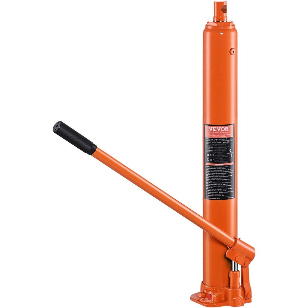 Hydraulic Long Ram Jack, 4 Ton Engine Hoist Cylinder with Single Piston Pump And Flat Base, Hydraulic Ram Cylinder for Engine Lift Hoists, Hydraulic