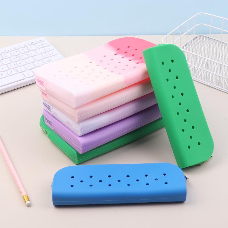 Soft Silicone Pencil Case Zipper Pouch Waterproof Lightweight Storage Bag for Kids School Office Writing Tools