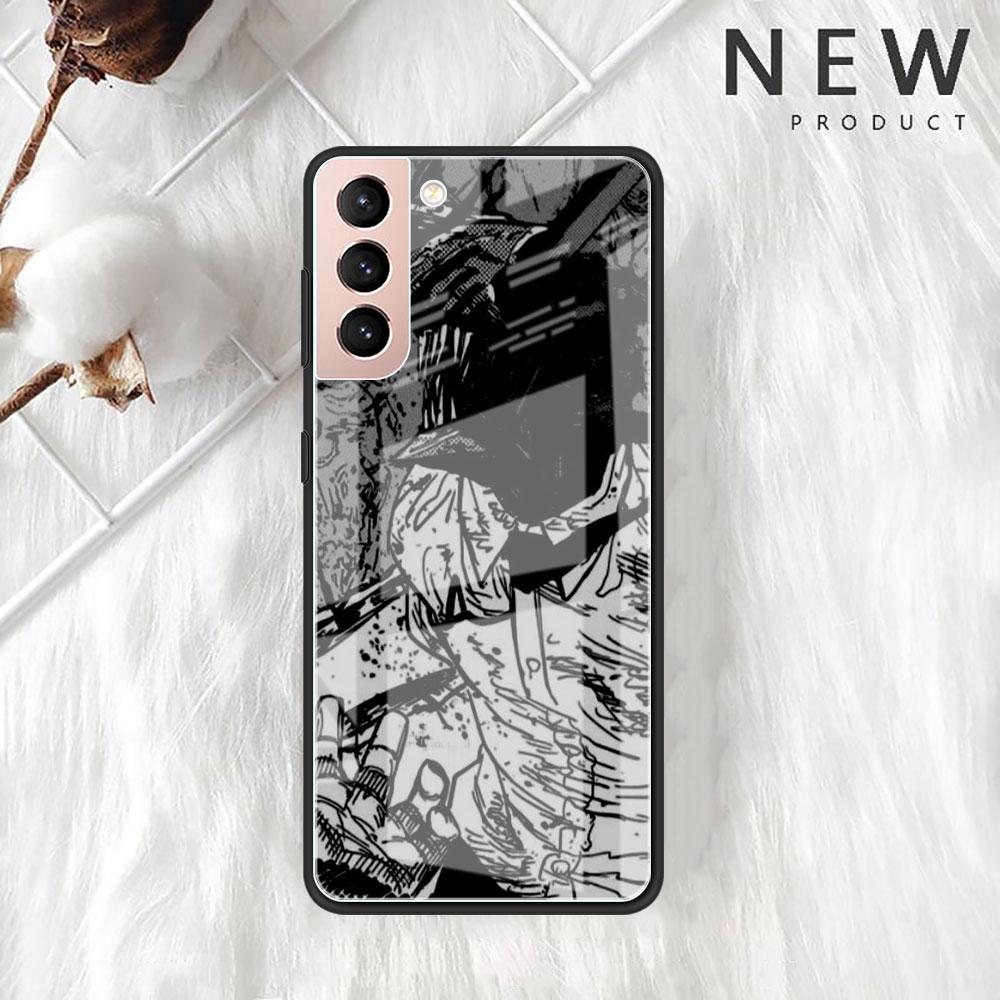 Крутой стеклянный чехол Chainsaw Man для Samsung Galaxy S22 S20 FE S21 Plus Чехол для телефона S10 5G S9 Note 20 Ultra 10 Lite