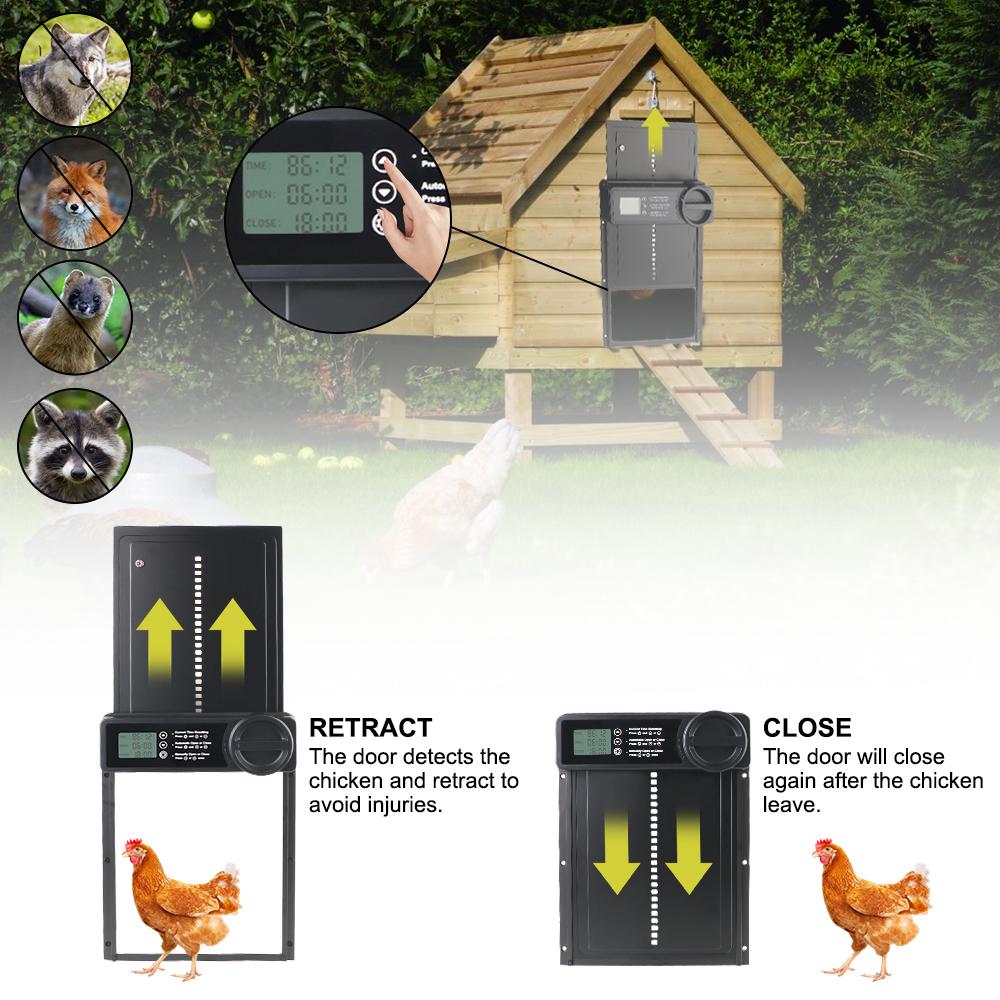 Pet Supplies Automatic Gate Chicken Coop Door Small Retractable Door Safety Gate Anti-Pinch Function Controlled Open Digital Kit