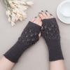 Leave  Cycling Anti-UV Half Finger Gloves Women Mittens Fingerless Gloves Knitted