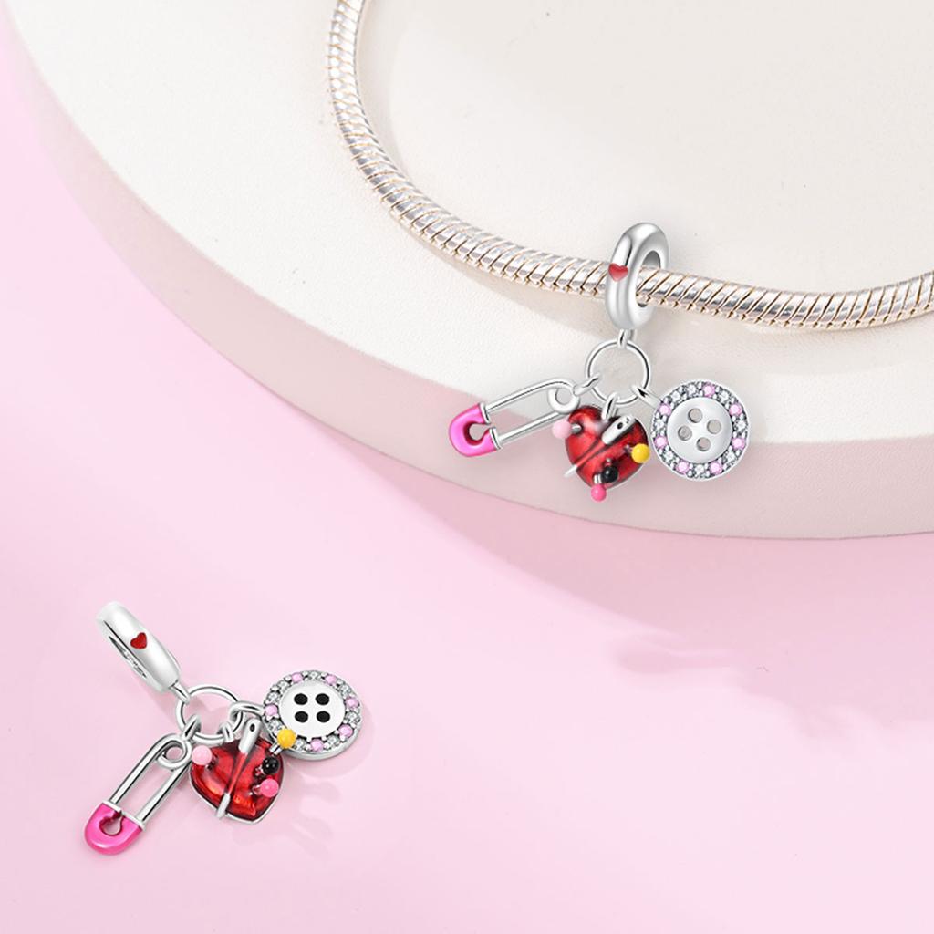 Plated 925 Silver Pink paperclip high heels Charms Fit 925 Charms Bracelet Beads Jewelry Gifts for Women