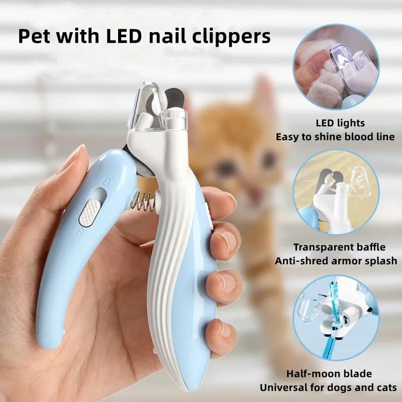 Pet Nail Clippers Dog Cat Nail Trimmer Labor-Saving Convenient LED Electric Nail Grinder Dog Grooming Supplies