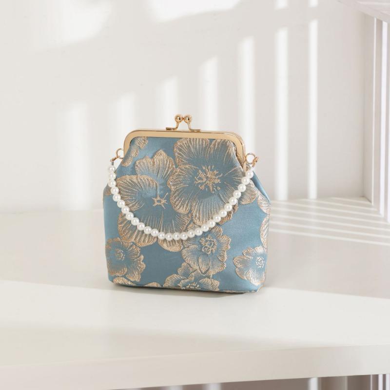 Новая антикварная сумка с золотым верхом, с богатым цветочным узором, женская сумка-мессенджер, вечерняя сумка, сумка для ципао, маленькая квадратная сумка на цепочке для мобильного телефона