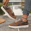 Fashion Women Fashion Leopard Flat Sneakers Lightweight Lace-up Non Slip Running Shoes Female Casual Soft Sole Single Shoes Plus Size 42