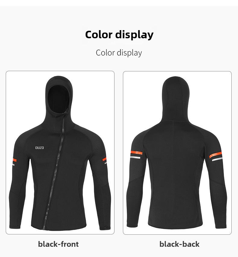 Мужская водолазная майка OUZO толщиной 1,5 мм с капюшоном и длинными рукавами, а также костюм-медуза для серфинга и зимнего плавания