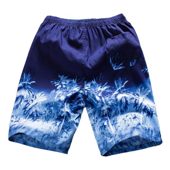 Cool Elastic Waist Deep Crotch Print Breathable Men Swimwear for Adult Trunks