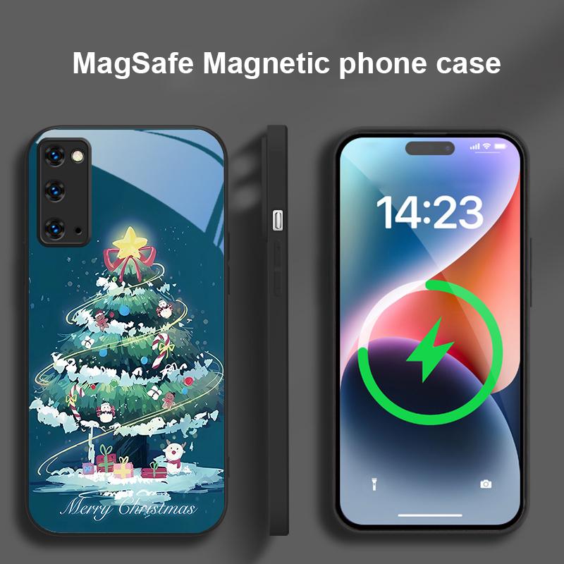 Украшенная новогодняя елка для Magsafe Samsung S25 S25 Edge S25Ultra S8 9 10 20 S21 Pro 22 Plus S23 FE S24 Ultra Стеклянный чехол для телефона