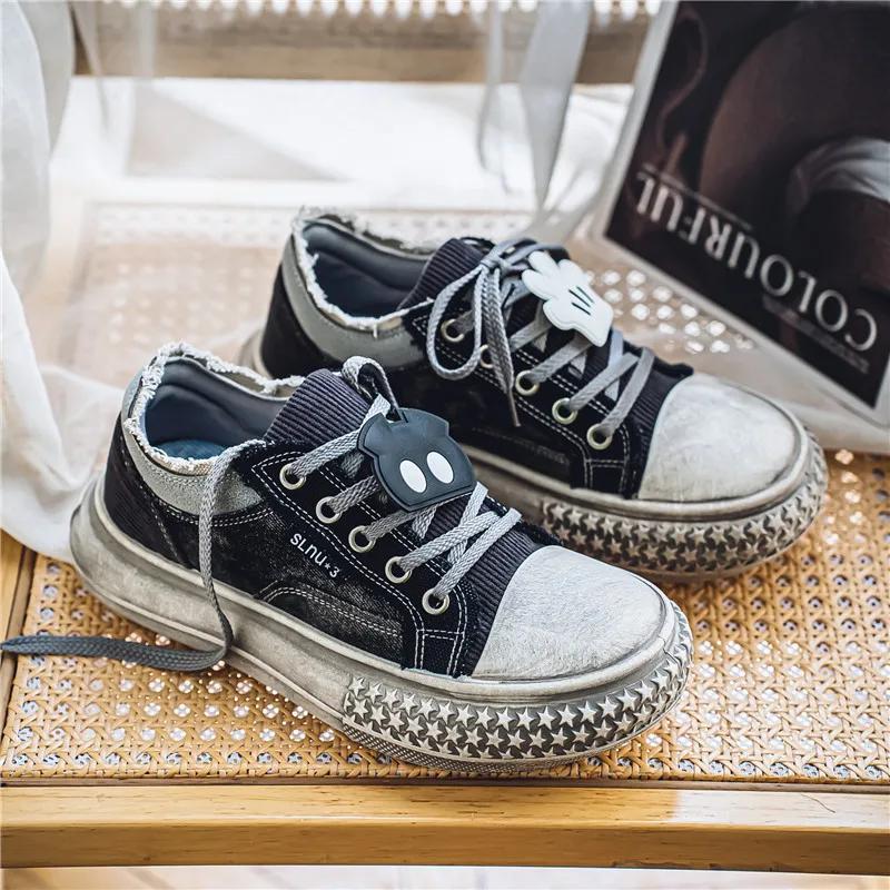 Мужские повседневные винтажные мужские парусиновые туфли 2024 года, новые классические и популярные мужские туфли для скейтбординга с толстой подошвой и большим протектором, размеры 39-44