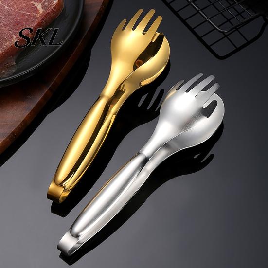 Restaurant Grade Food Tongs Stainless Steel Serving Tongs, Salad 8 Inch Metal for Cooking Fork Cake Bread, Buffet Catering Kitchen Tools