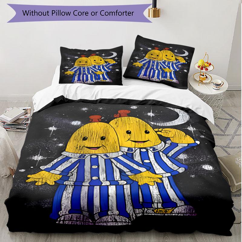 3pcs Duvet Cover Set (1*Duvet Cover + 2*Pillowcase, Without Core), Bananas in Pyjamas Print Soft All‑Season Bedding Set, Home Bedroom Decor Gift