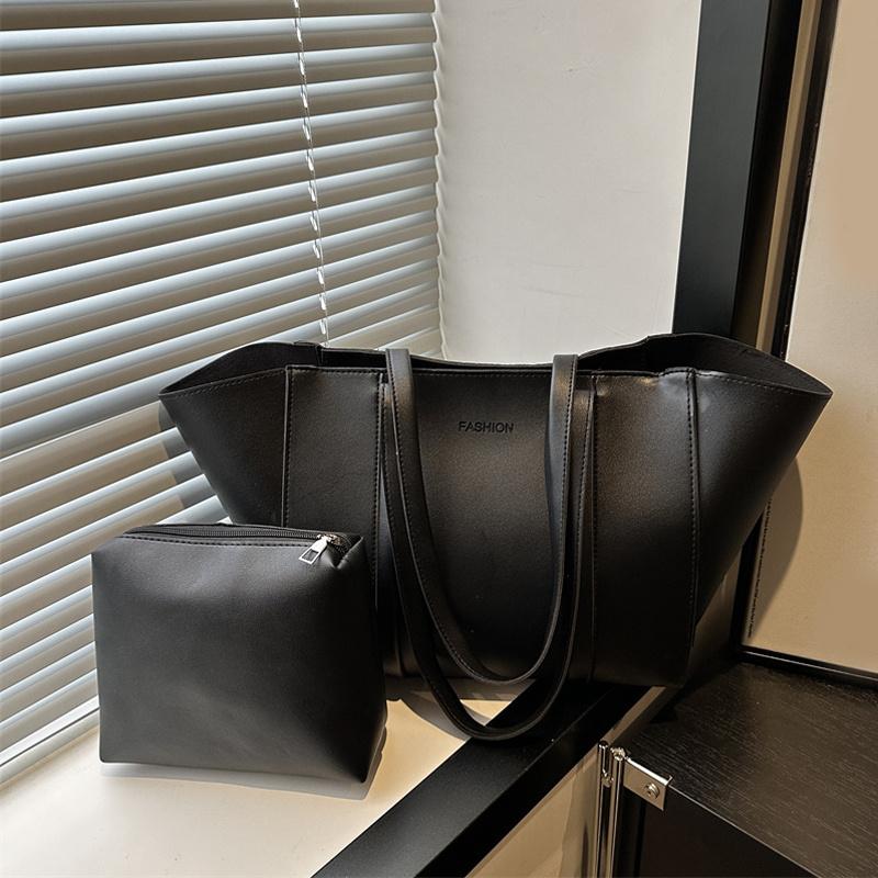 Минималистичный набор сумок-тоут с принтом букв из ПУ, на молнии, на плечо для женщин для покупок и повседневного использования