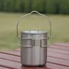 750Ml Stainless Steel Hanging Pot With Lid Outdoor Picnic Portable Foldable Handle Camping Water Cup Tea Pot Coffee Mug