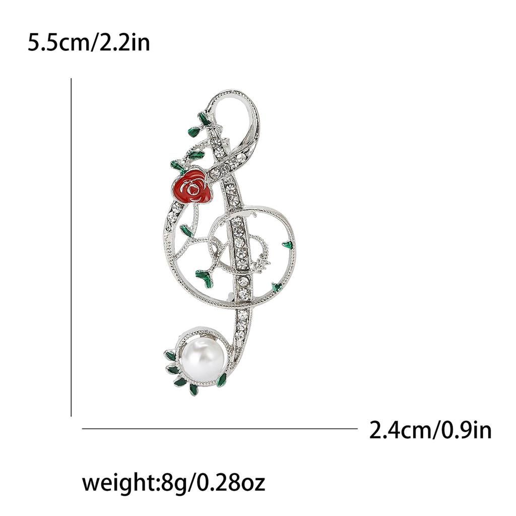 Японский и корейский сплав, инкрустированный бриллиантами, жемчужная брошь в виде музыкальной ноты, модный пиджак, корсаж, ювелирное украшение