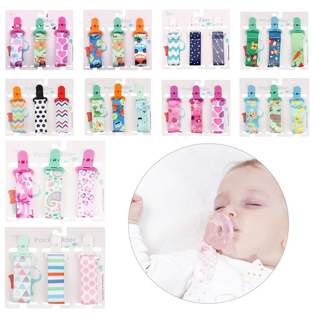 3PCs Pacifier Chain Bracket Dummy Clips Cartoon Print Child Pacifier Clips Nipple Holder Infants