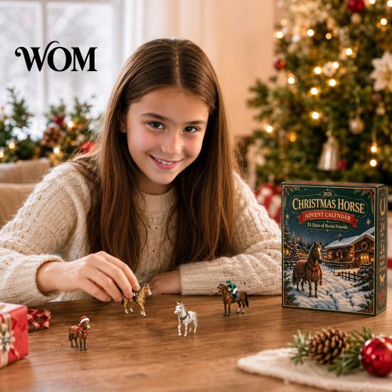 Cute Acrylic Collection Toys Christmas Pony Advent Calendar, 24-Day Ornament Set with Mini Kids Party Favors Horse Figures, Tree Hanging Countdown