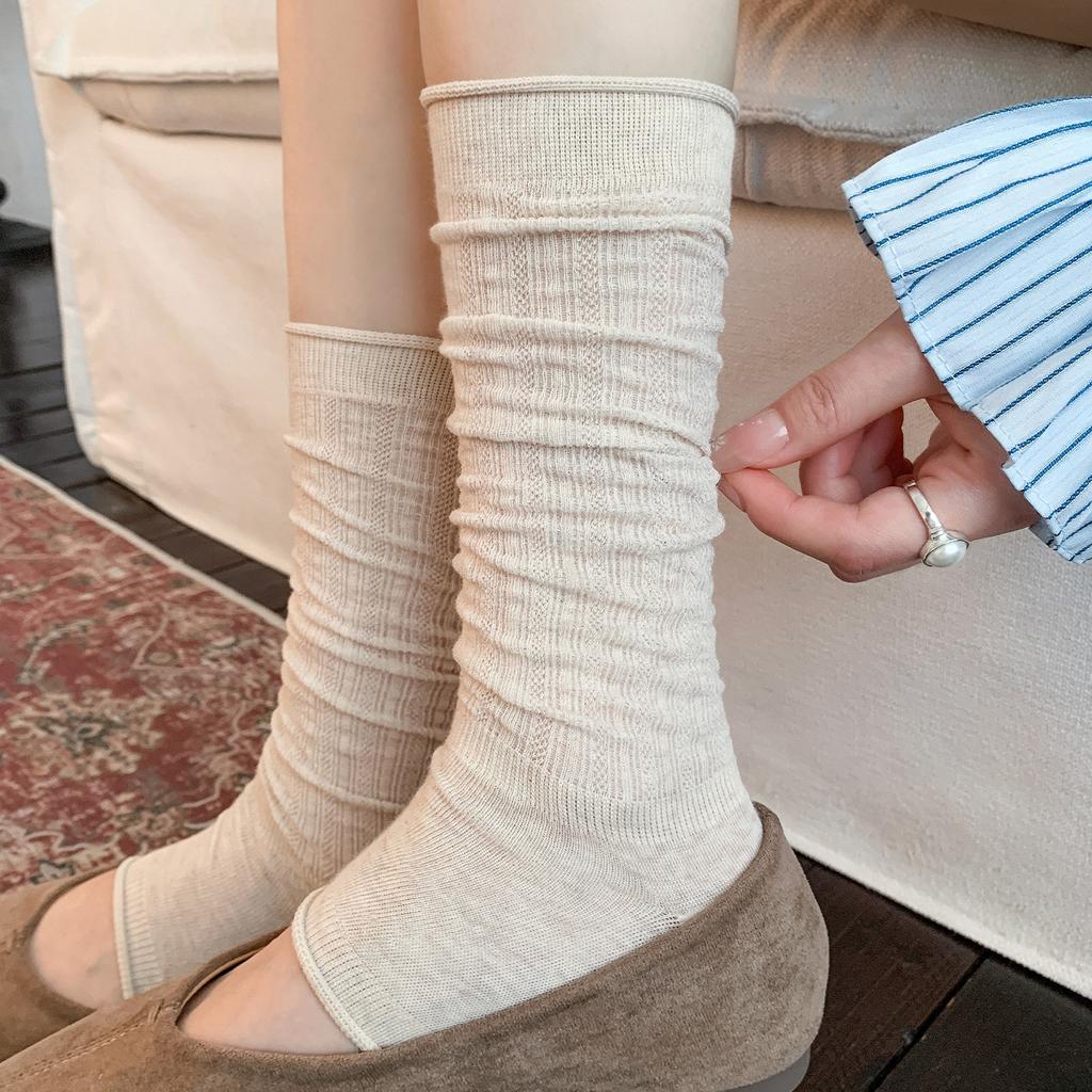 Miu Series Foot-Stepping Calf Socks Cover Women'S Ballet Wind Breathable Half-Leg Cover Summer Thin Hollow Mesh Stacking Socks