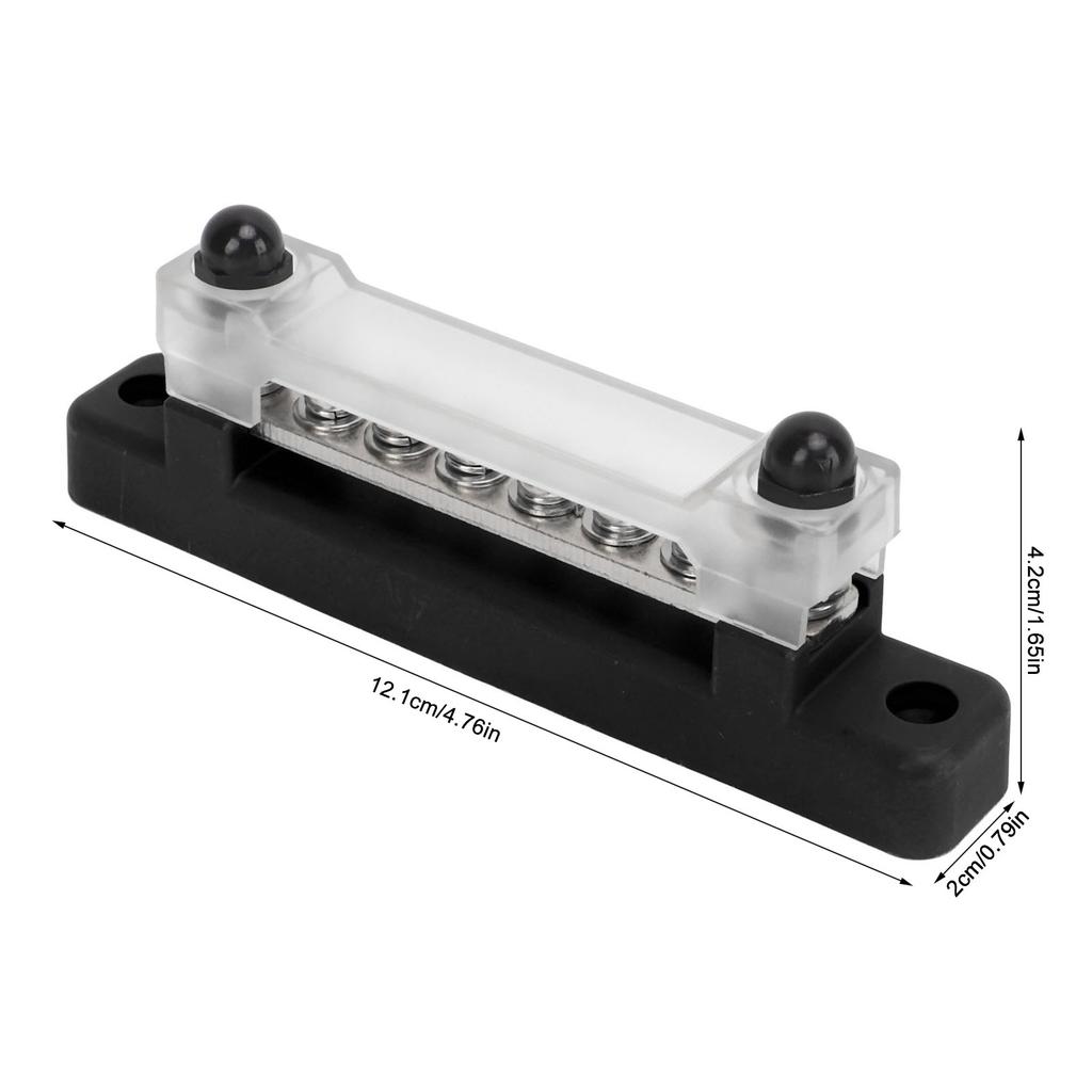 48V 150A 6 Terminal Bus Bar Power Distribution Block with Cover M6 Studs M4 Screws for Car RV Marine Boat