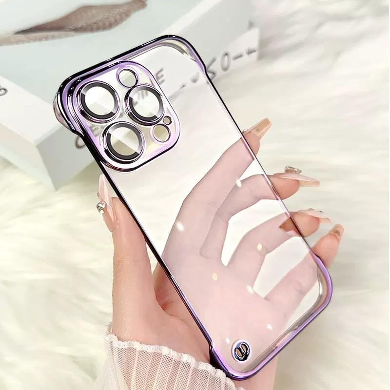 Подходит для iPhone17promax Гальванизированный Безрамочный Чехол для Мобильного Телефона Apple 16 Ультратонкий Прозрачный Защитный Чехол Пленка для Объектива