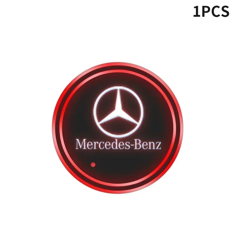 BAH1 1/2PCS Colorful Universal LED Car Cup Holder RGB Light Mat Pad for Mercedes Benz W211 W204 W210 W203 CLA GLA Auto Accessories
