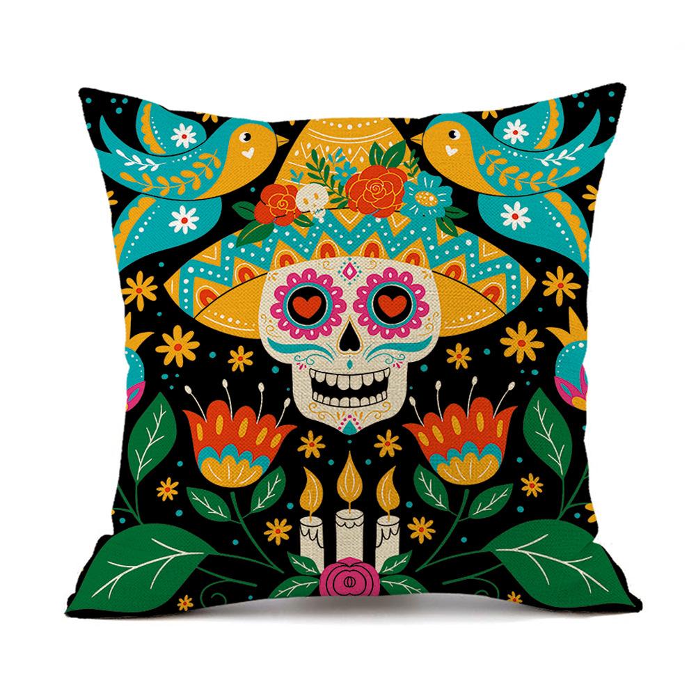 2023 New Halloween Throw Pillow Cover with Terror Theme Party Decoration Print Skull Head Throw Pillow Cover