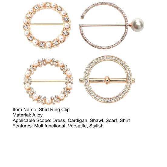4 шт. зажим для кольца рубашки женские зажимы для галстука шарфа с искусственным жемчугом и стразами