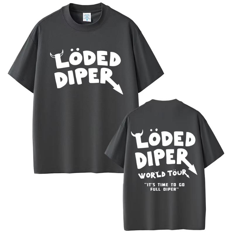 Футболка Loded Diper World Tour Унисекс Женская Одежда Винтажная Рок Оверсайз Футболки с Коротким Рукавом Унисекс Повседневные Хлопковые Футболки