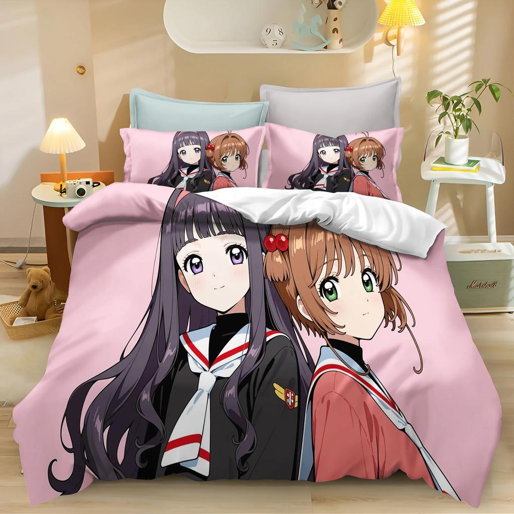 Catoon Bedding Set Cardcaptor SSakura Boys Girls Single/Double/Queen Size Duvet Cover Pillowcase Bed Kids Adult 2/3piece set