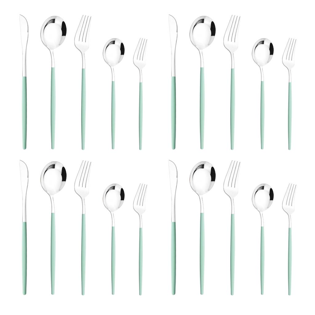 20 шт. золотой набор столовой посуды, нож, десертная вилка, ложки, столовые приборы, столовые приборы высокого качества, столовое серебро из нержавеющей стали, кухонная посуда