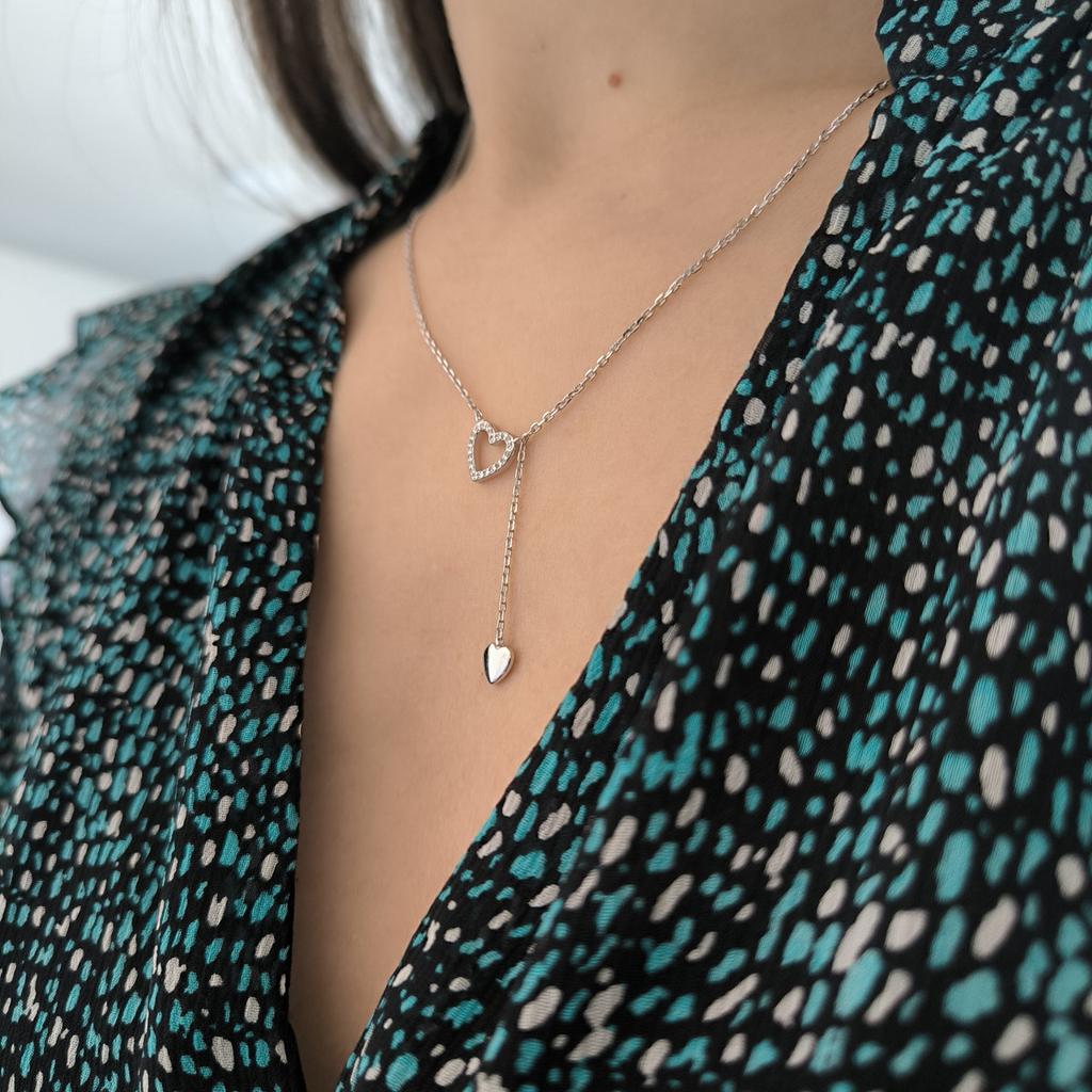 Серебряное колье с фианитами, вес изделия 2,79 гр (2208846)