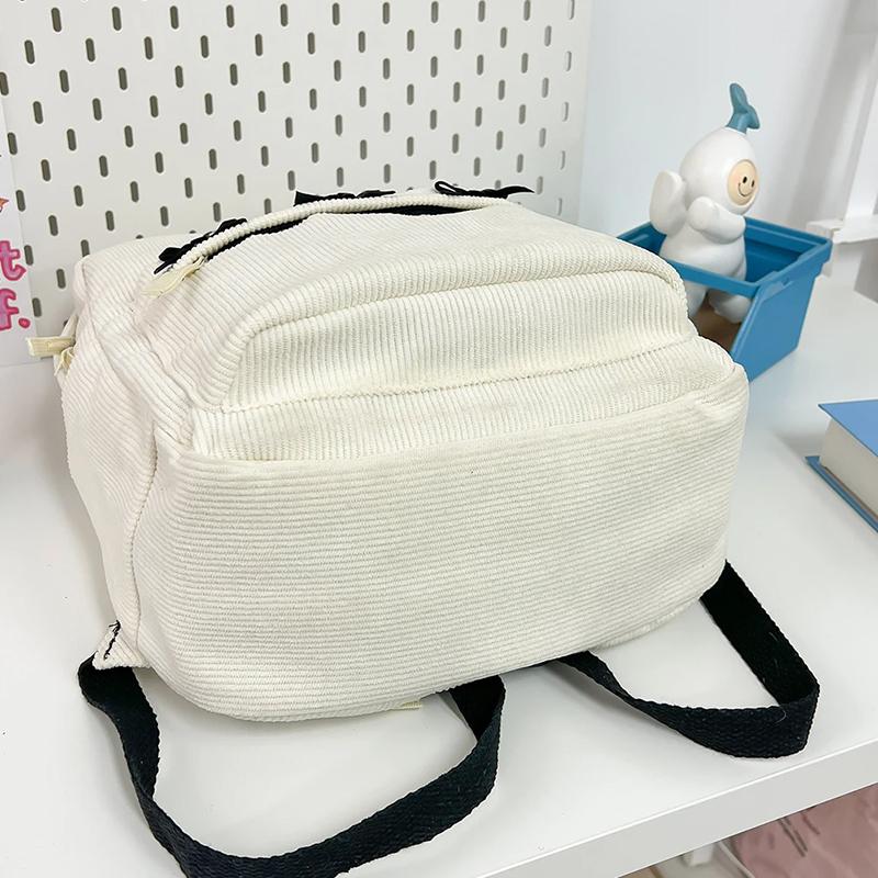 Милые рюкзаки с бантиком в эстетичном стиле, легкие школьные ранцы, студенческий рюкзак в милом стиле для девочек, женский вельветовый колледжный мочилас KTY