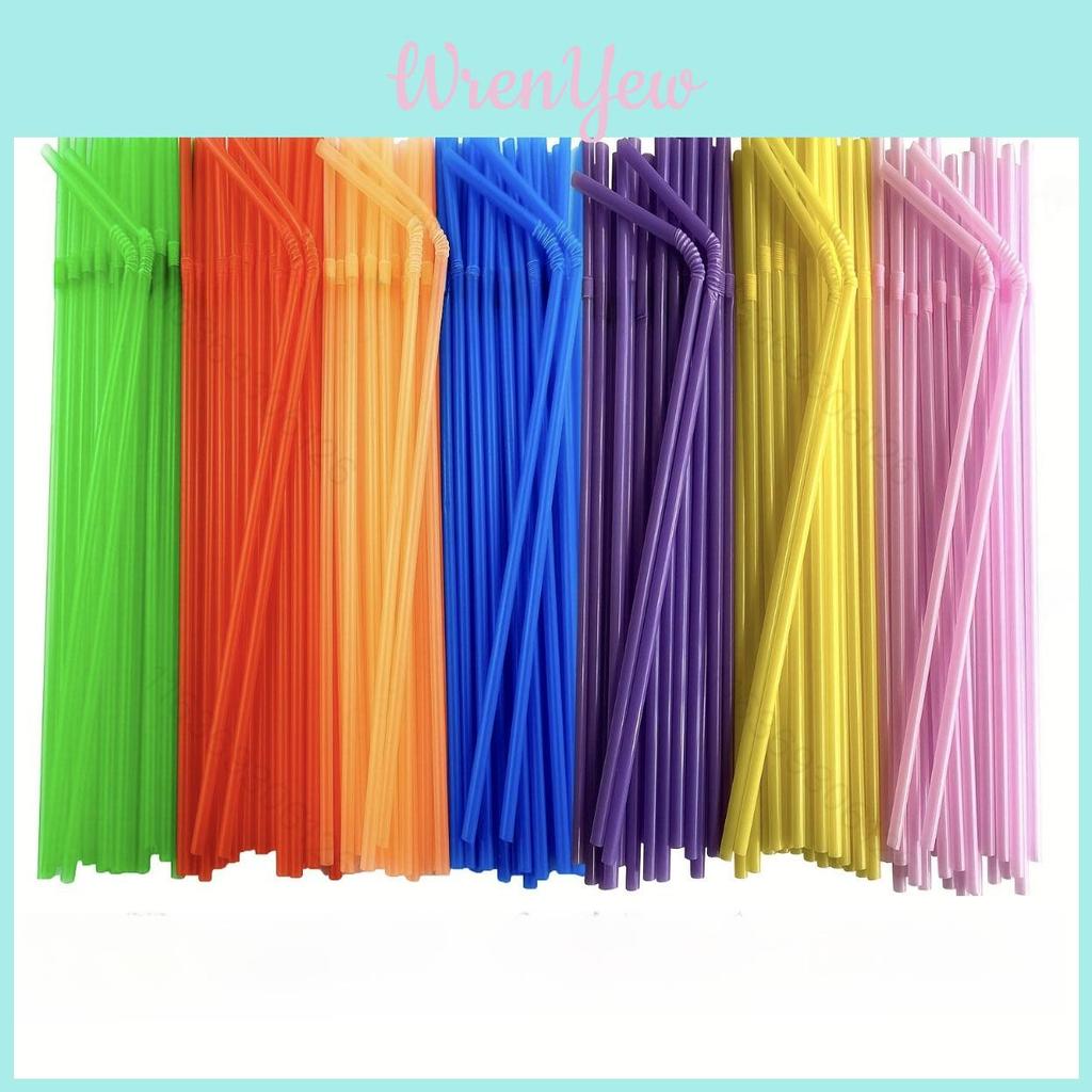 Food Grade Colored Flexible Plastic Drinking Straws For Juice And Milk Tea 100 Pack
