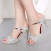 Women Sandals High Heels Peep Toe High Heels Shoes Women Wedding Shoes Gold Silver Female Footwear