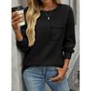 Women's Fashion Casual Spring Fall Solid Color Print Long Sleeve O-Neck Blouses & Shirts
