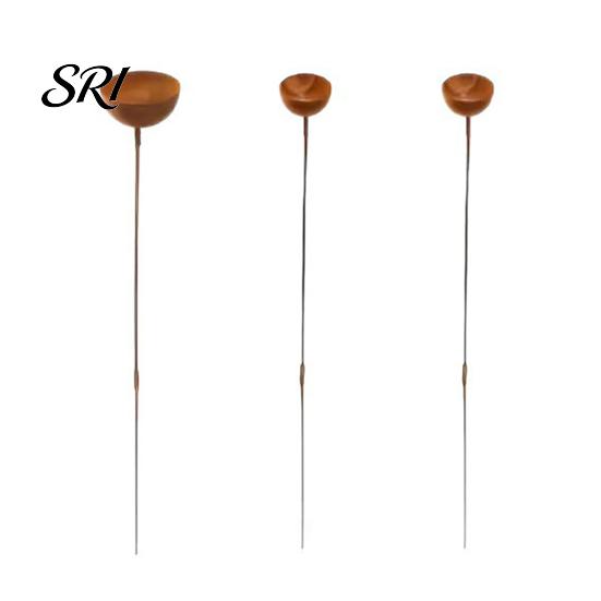 Durable Steel Garden Stake 3Pcs Ground Weatherproof Metal Stakes Multi-functional Insect Trough Accessory Bird Watering Station for Outdoor Yard Patio