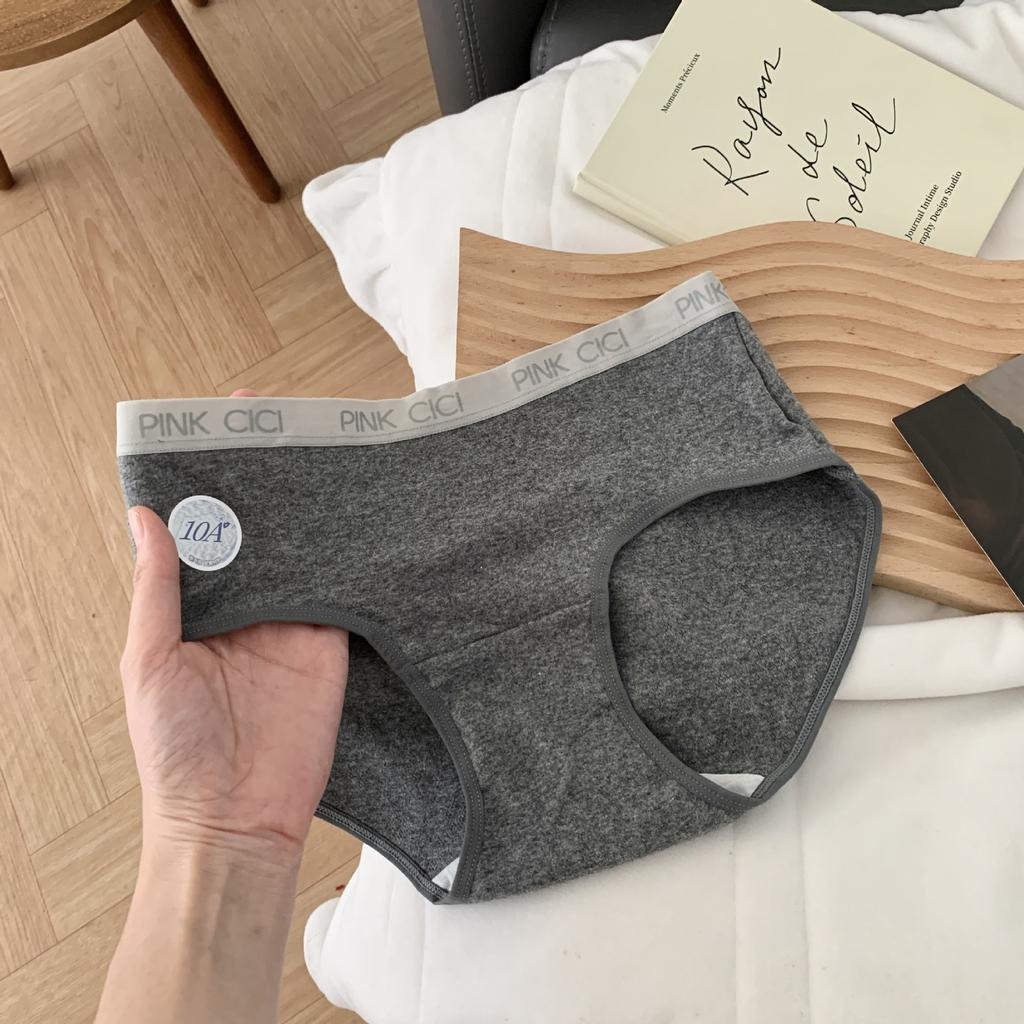 Women's Spring and Autumn Pure Cotton Color Contrast Letter Edge Dark Stripe 10A Antibacterial Crotch Midwaist Underwear