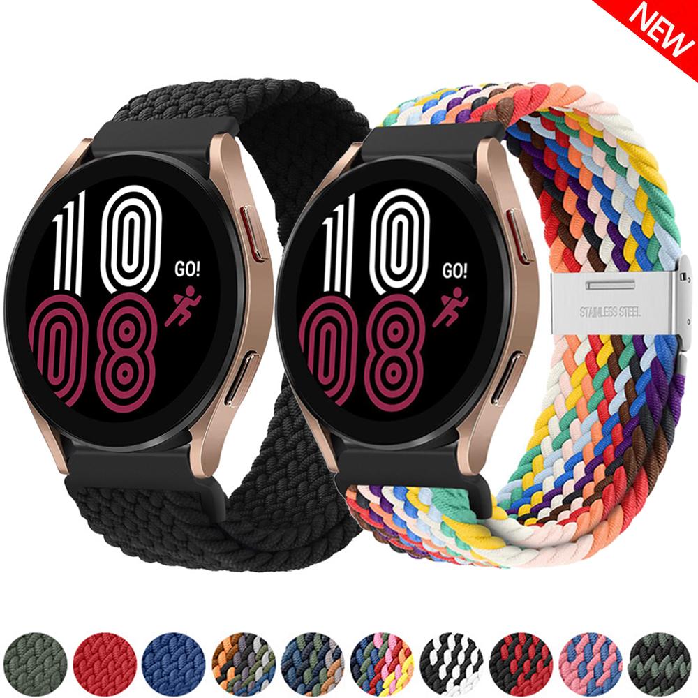 Ремешок 20/22 мм для Samsung Galaxy Watch 6/7/5/pro/4/Classic/46 мм/active 2 Gear s3 плетеный Эластичный браслет Huawei GT/2/3 Pro ремешок
